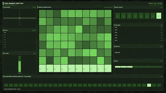 Green nuclear fuel burnup control interface — free 3840x2160 4K wallpaper image