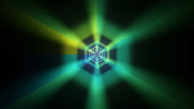 Neon green geometric tunnel with radial symmetry — free 3840x2160 4K wallpaper image