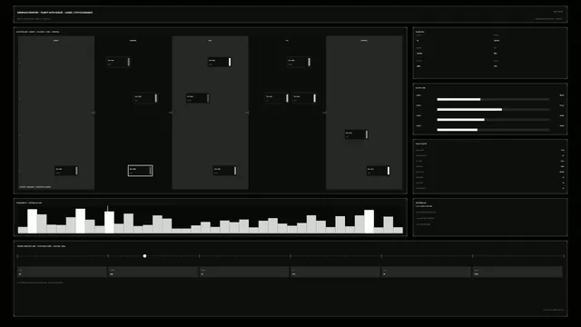 Dark aerospace operations dashboard with grid panels — free 3840x2160 4K wallpaper image