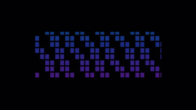 Blue and violet pixel wave on black — free 3840x2160 4K wallpaper image