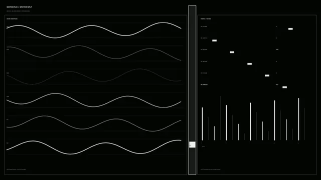 Monochrome waveform and spectrum dashboard — free 3840x2160 4K wallpaper image