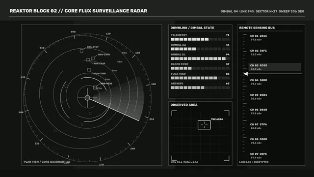 Monochrome radar surveillance interface schematic — free 3840x2160 4K wallpaper image