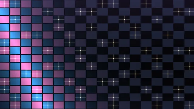 Gridded neon tiles with scattered light flares — free 3840x2160 4K wallpaper image