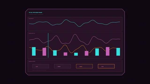 Neon pipe sonar triage dashboard — free 3840x2160 4K wallpaper image