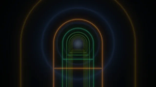 Neon archway with concentric geometric outlines — free 3840x2160 4K wallpaper image