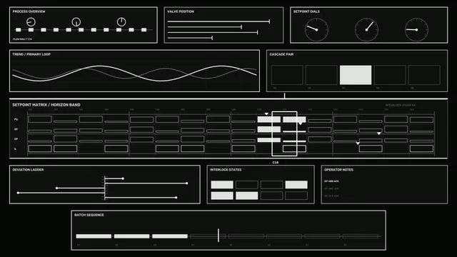 Monochrome industrial process control dashboard — free 3840x2160 4K wallpaper image