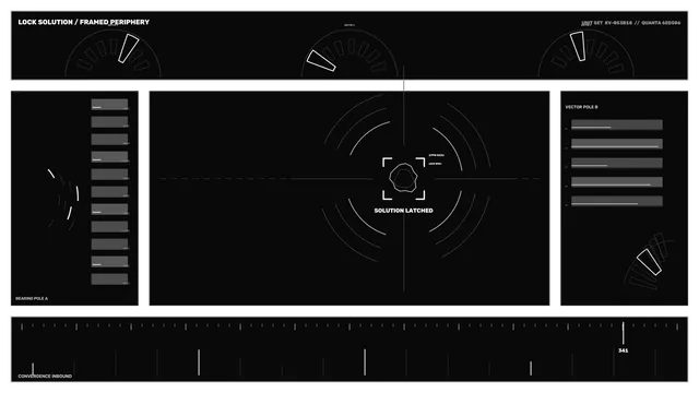 Monochrome radial lock system interface diagram — free 3840x2160 4K wallpaper image