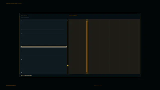 Amber diagnostic interface with split data panels — free 3840x2160 4K wallpaper image