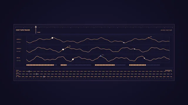 Amber waveform dashboard on a midnight grid — free 3840x2160 4K wallpaper image