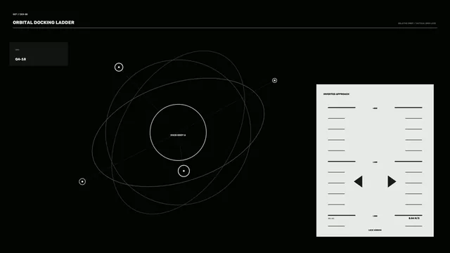 Orbital docking diagram with approach control panel — free 3840x2160 4K wallpaper image