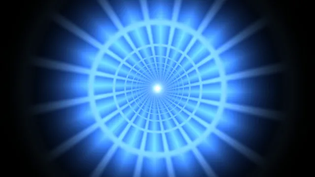 Blue radial tunnel with concentric grid geometry — free 3840x2160 4K wallpaper image