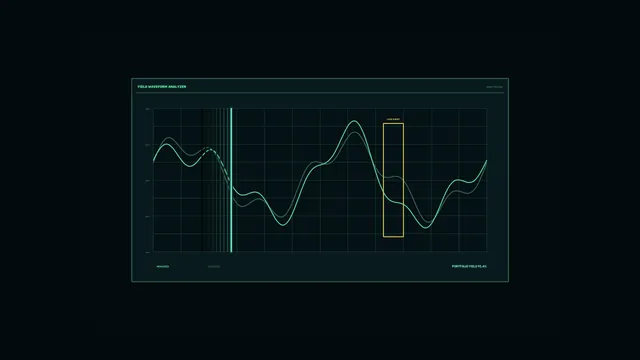 Dark yield waveform analyzer with neon graph lines — free 3840x2160 4K wallpaper image