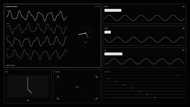 Black technical telemetry dashboard with line graphs — free 3840x2160 4K wallpaper image