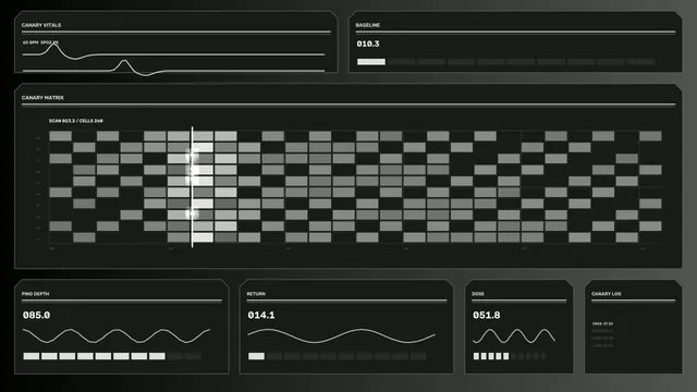 Monochrome biometric dashboard grid — free 3840x2160 4K wallpaper image