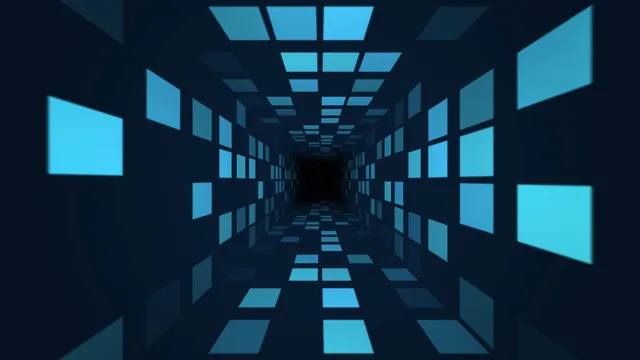 Blue geometric corridor with deep perspective — free 3840x2160 4K wallpaper image
