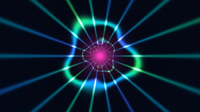 Neon radial lattice with luminous central core — free 3840x2160 4K wallpaper image