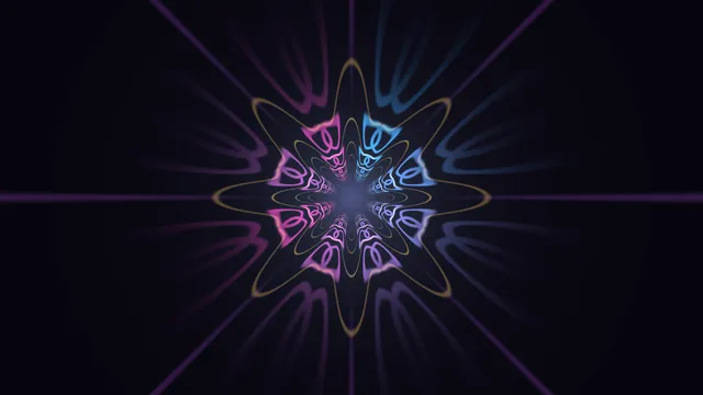 Radial neon loops in violet and blue symmetry — free 3840x2160 4K wallpaper image