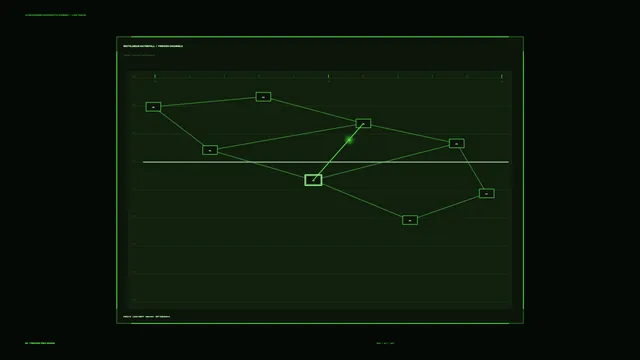 Neon green network graph on a dark grid — free 3840x2160 4K wallpaper image