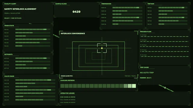 Green industrial interlock control dashboard — free 3840x2160 4K wallpaper image