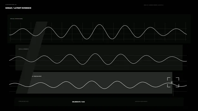Monochrome sonar waveform interface on black — free 3840x2160 4K wallpaper image