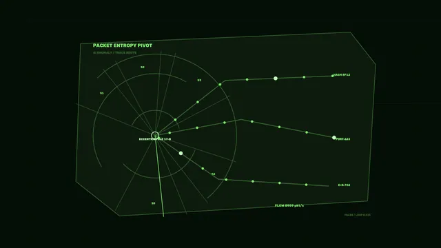 Neon green orbital network on a dark grid — free 3840x2160 4K wallpaper image
