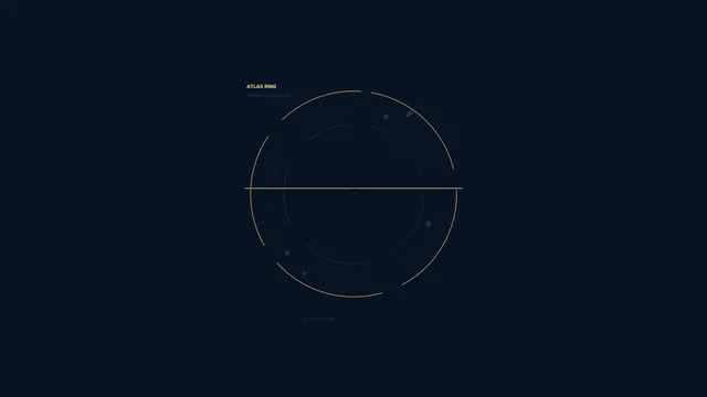 Amber orbital rings on a midnight grid — free 3840x2160 4K wallpaper image