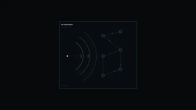 Dark blue orbital network diagram with green nodes — free 3840x2160 4K wallpaper image
