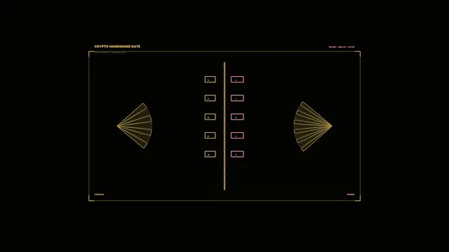 Crypto Handshake Gate with Radial Signal Geometry — free 3840x2160 4K wallpaper image