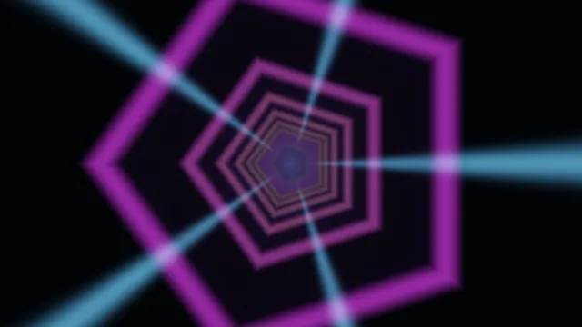 Neon concentric polygons with cyan light rays — free 3840x2160 4K wallpaper image