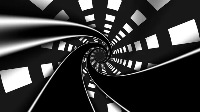 Monochrome spiral tunnel with radial light panels — free 3840x2160 4K wallpaper image