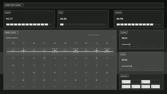 Dark technical dashboard with grid and gauges — free 3840x2160 4K wallpaper image