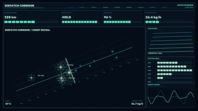 Dispatch corridor logistics dashboard in cyan — free 3840x2160 4K wallpaper image