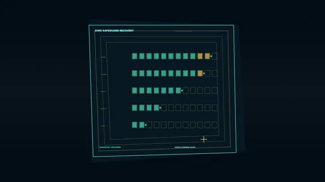 Neon recovery matrix with segmented status rows — free 3840x2160 4K wallpaper image