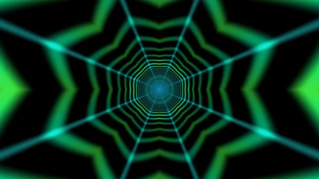 Green Hexagonal Tunnel with Cyan Central Glow — free 3840x2160 4K wallpaper image