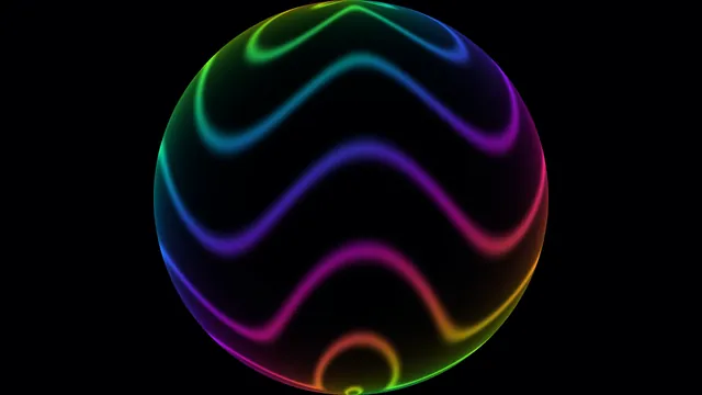 Neon wave sphere on a black field — free 3840x2160 4K wallpaper image