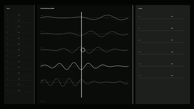 Dark waveform dashboard with vertical signal marker — free 3840x2160 4K wallpaper image