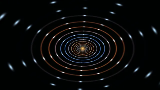 Concentric luminous rings in blue and copper — free 3840x2160 4K wallpaper image