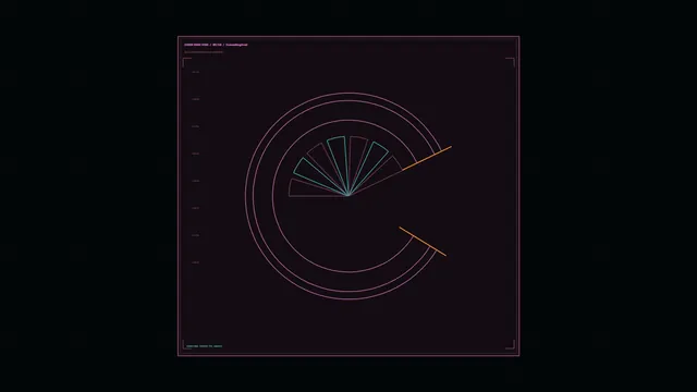 Neon radial diagram on a dark technical grid — free 3840x2160 4K wallpaper image