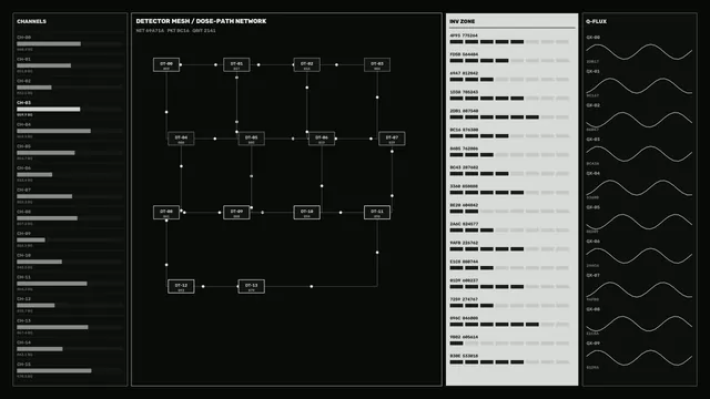 Technical detector mesh with signal panels — free 3840x2160 4K wallpaper image