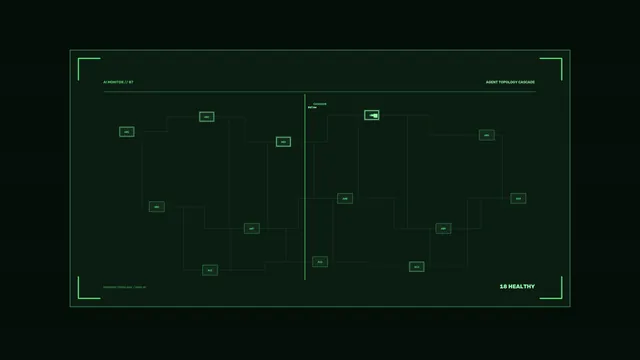 Neon green agent topology interface grid — free 3840x2160 4K wallpaper image