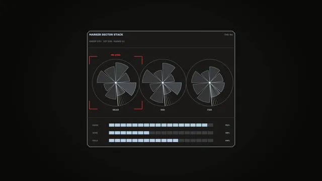 Technical sector dashboard with radial diagrams — free 3840x2160 4K wallpaper image