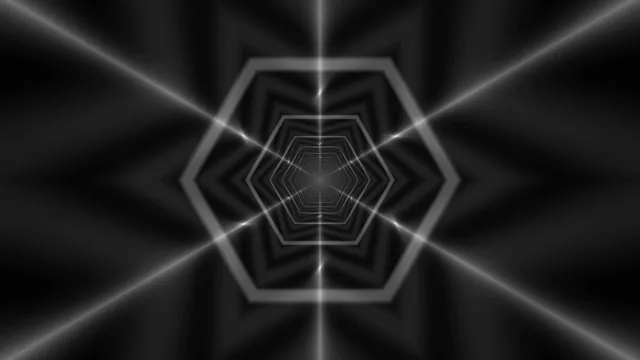 Monochrome hexagonal tunnel with radial light — free 3840x2160 4K wallpaper image