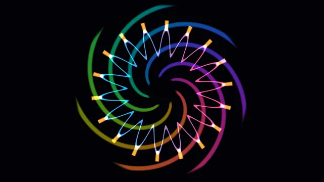 Neon radial spiral with segmented outer arcs — free 3840x2160 4K wallpaper image