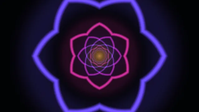 Neon orbital petals in violet and magenta — free 3840x2160 4K wallpaper image