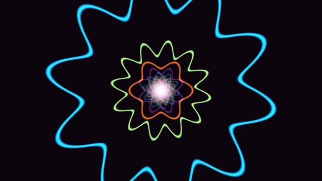 Neon radial petals on a black field — free 3840x2160 4K wallpaper image