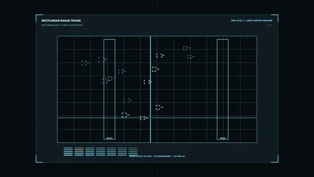 Rectilinear radar grid with cyan tracking marks — free 3840x2160 4K wallpaper image