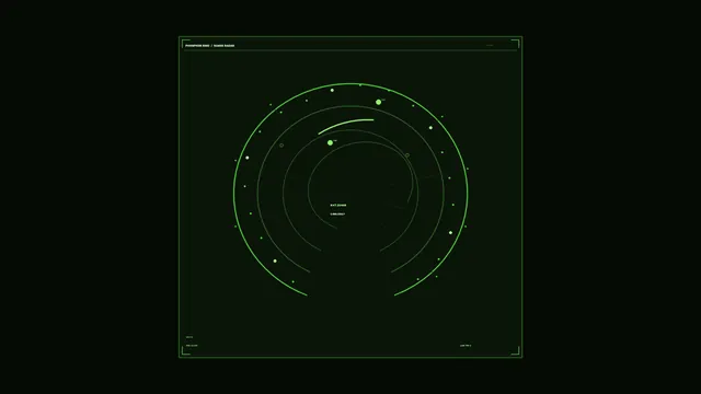 Green phosphor radar display with orbital geometry — free 3840x2160 4K wallpaper image