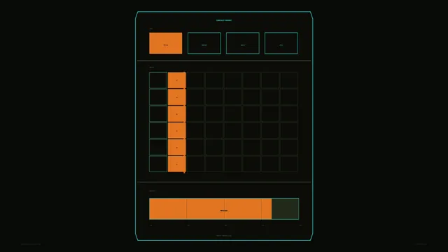 Dark orbital telemetry dashboard with orange grid — free 3840x2160 4K wallpaper image