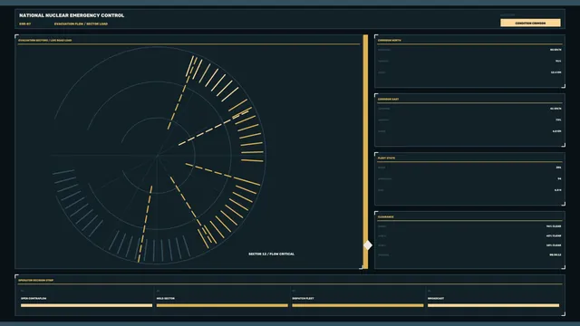 Dark emergency control dashboard with radial sectors — free 3840x2160 4K wallpaper image