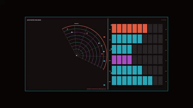 Bathymetric sonar range diagram in neon colours — free 3840x2160 4K wallpaper image